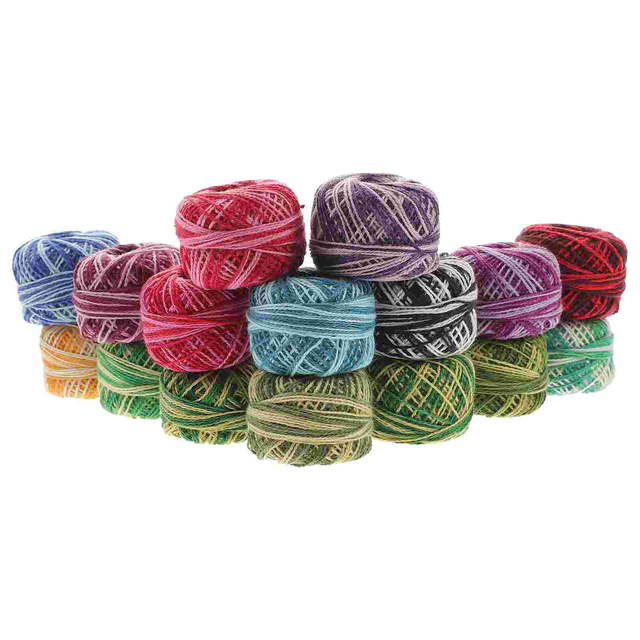 16 Roll Cross Stitch Embroidery Wool Cotton Thread Set Colored